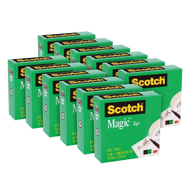 Scotch® 810 Magic™ Tape 19mm x 32.9m Bulk Pack 12 Rolls 70016031984