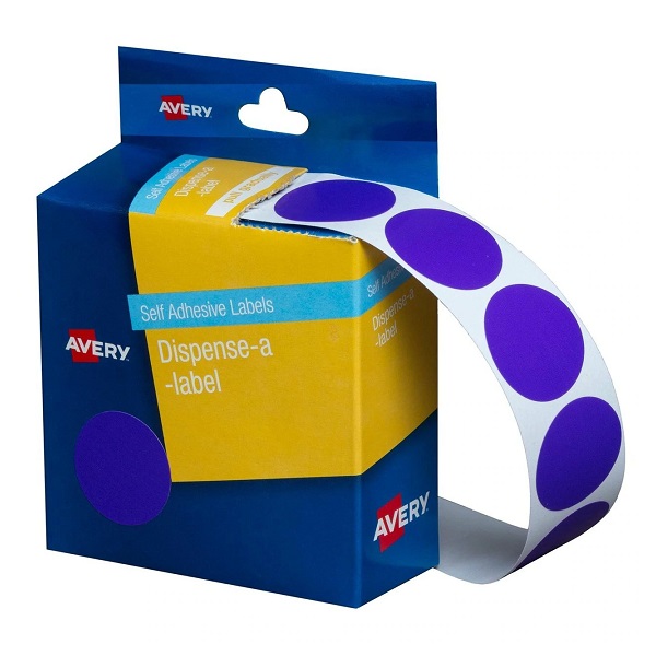Avery DMC24PU Self Adhesive Dispenser Labels 24mm Circle Purple 937265