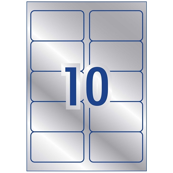 AVERY® L601220 Heavy Duty Silver Labels 96.0 x 50.8mm 10/Sheet 959203