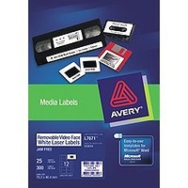 AVERY® L765525 Audio Cassettes White Laser Labels 12/Sheet 959017