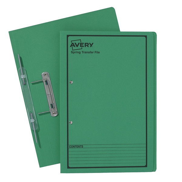 AVERY® Spring Transfer Files Foolscap Green 86834