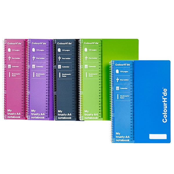 Colourhide My Trusty A4 Notebooks 120 Pages Assorted 1716199G