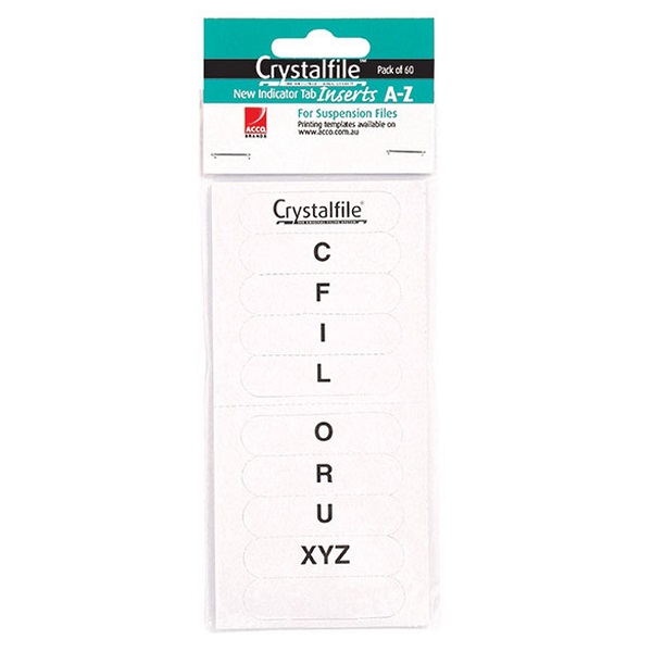 Crystalfile® Suspension File Indicator Tab Inserts Pk60 White 111540C