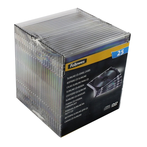 Fellowes® Slim CD/DVD Jewel Cases, Pack 25