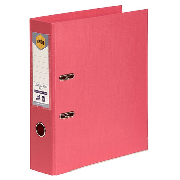 MARBIG PE Linen Lever Arch Files A4 Coral Pink 6601029