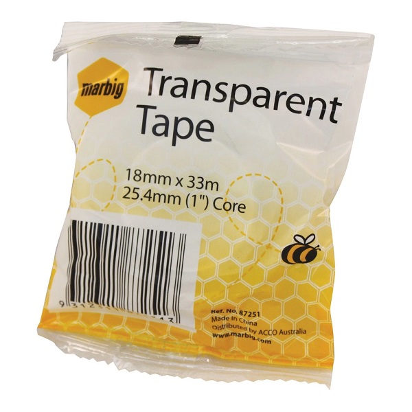 MARBIG Transparent Office Tape 18mm x 33m Roll 87251