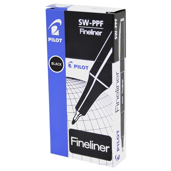PILOT SW-PPF Fineliner Pens Fine Black, Box 12