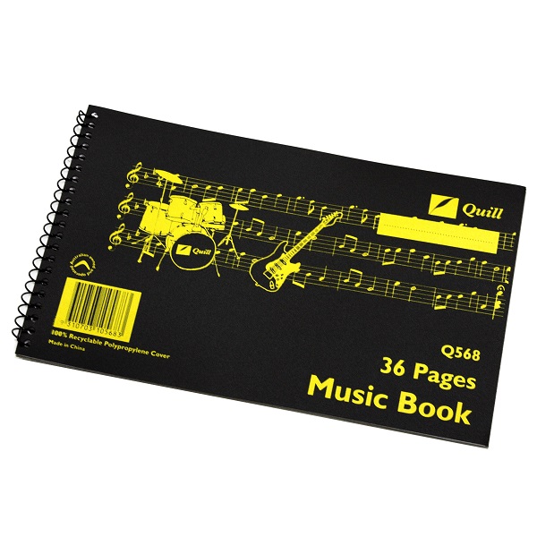 Quill Q568 Music Book 36 Pages 152 x 248 mm Side Bound 10568