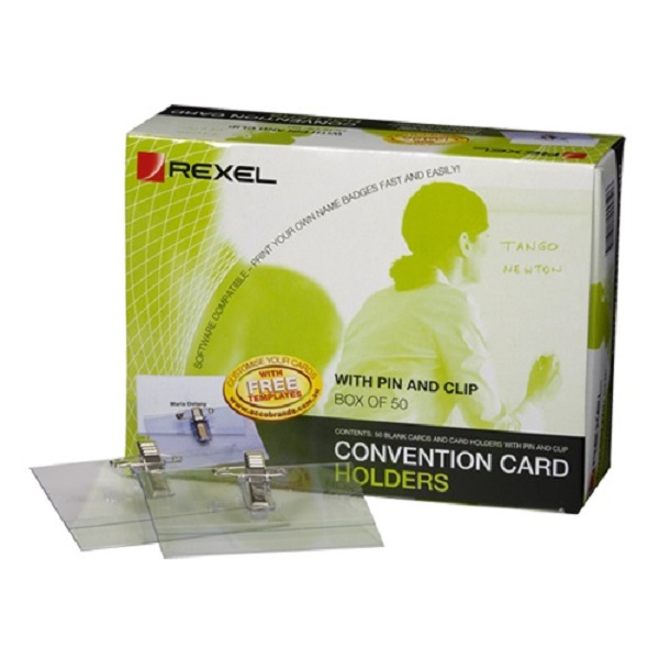 REXEL Convention Card Holders with Pin & Clip 90050