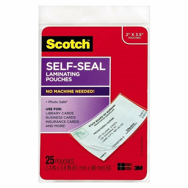 Scotch® LS851 Self Seal Laminating Pouches 61 x 98mm, Pack25 70005148286
