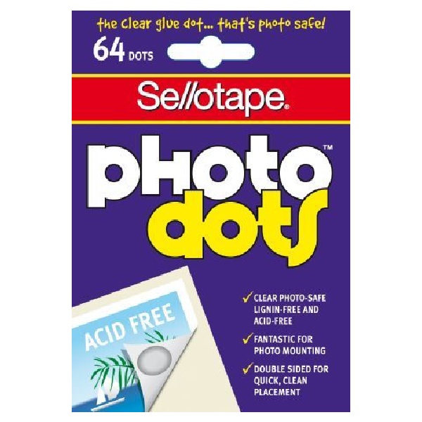 Sellotape® Photo Dots Acid Free Glue Dots, Pack 64