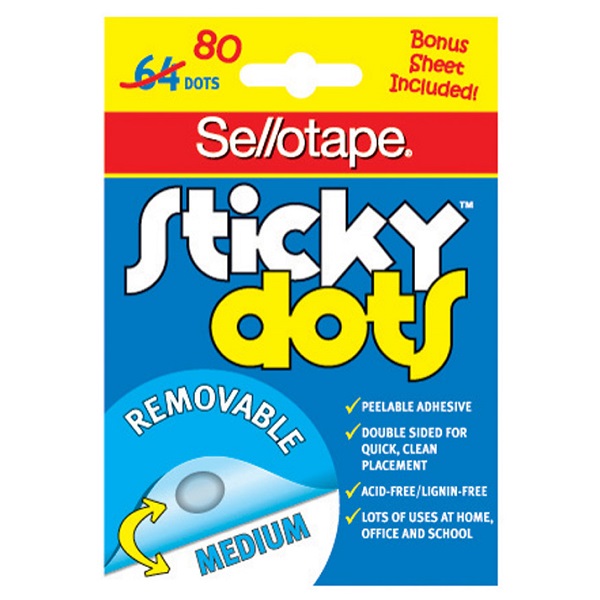 Sellotape® Sticky Dots Removable Glue Dots, Pack 80
