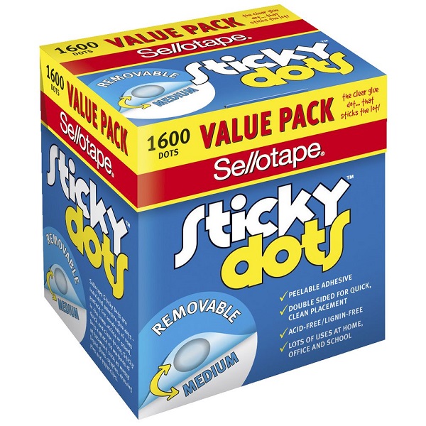 Sellotape® Sticky Dots Removable 1600 Glue Dots Value Pack 990003