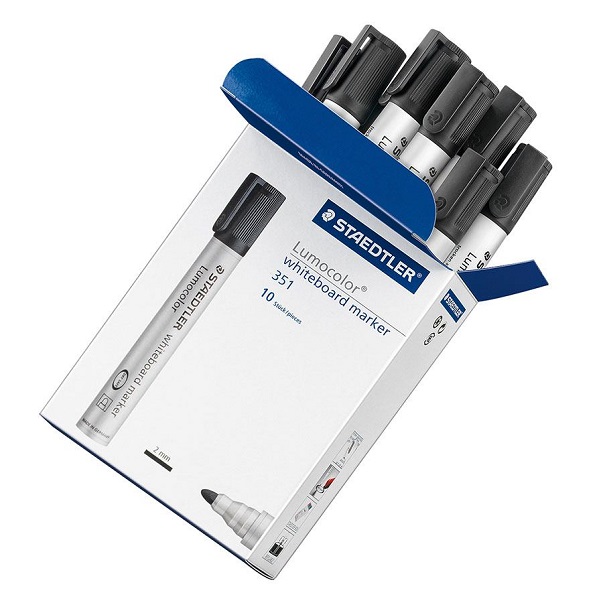 STAEDTLER® 3512 Lumocolor® Whiteboard Markers Bullet Tip Red, Box 10