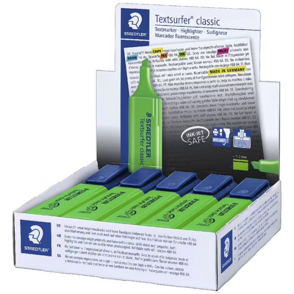 STAEDTLER® Textsurfer Classic Highlighters Green, Box 10