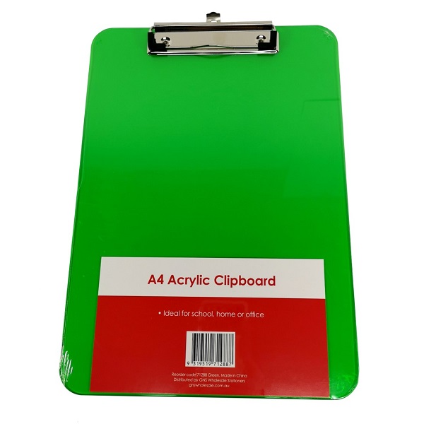 Stat. Acrylic Clipboard A4 Green 71288