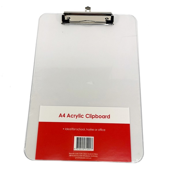 Stat. Acrylic Clipboard A4 Clear 71291
