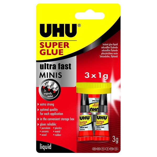 UHU™ Super Glue Ultra Fast Minis 3 x 1g Tubes 3345415