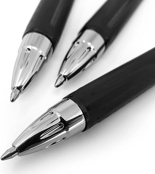 Stylos Roller Uni-Ball JetStream 0.7 Mm Noir - Lot De 12, Encre à Séchage Instantané, Corps Recyclé