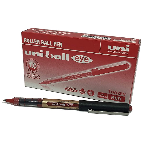 Uni-ball UB-150 Eye Broad Rollerball Pens Red, Box 12