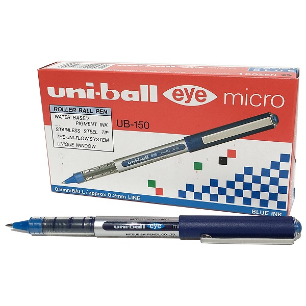 Uniball UB150 Eye Micro Rollerball Pens 0.5mm Blue, Box 12
